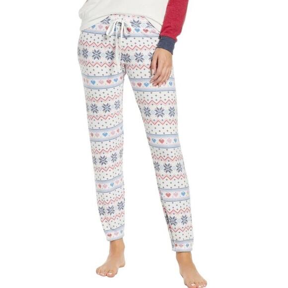 P.J Salvage Women's Fair Isle Print Fleece Pajama Bottoms in White Multi MD $30 - Picture 1 of 5